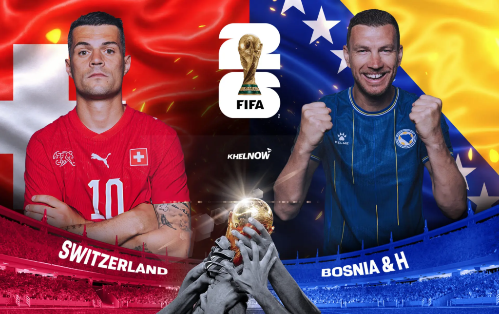 Switzerland vs Bosnia and Herzegovina football match players from both national teams