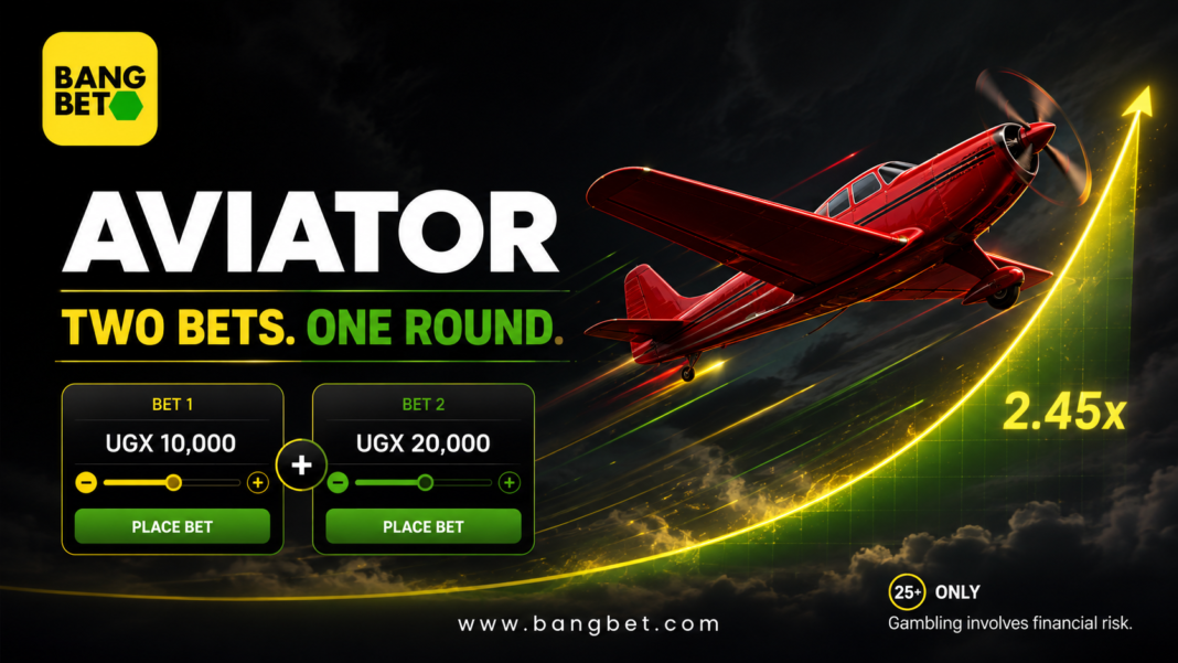 Bangbet Uganda Aviator graphic illustrating two separate bets