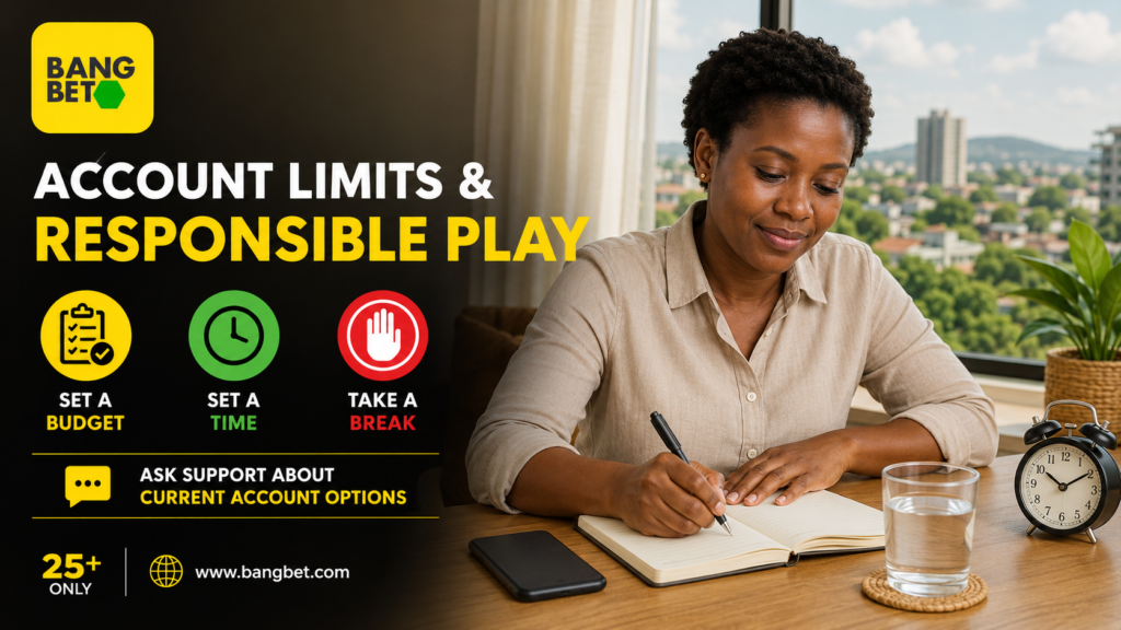 Ugandan woman planning responsible play with budget and time limits.
