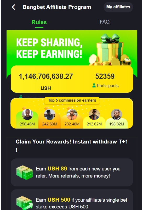 Bangbet Affiliate Programme Uganda: Rules and FAQ