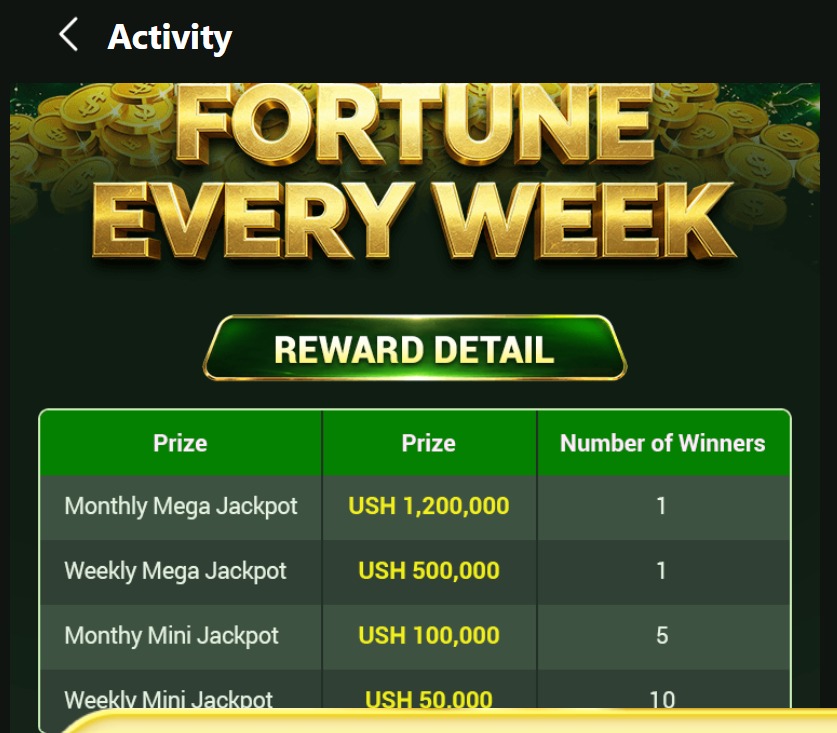 Bangbet jackpot table showing prizes and winner numbers.