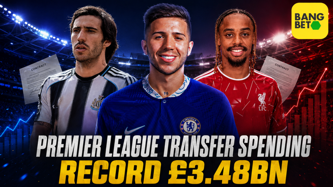 Premier League players featured on the £3.48bn transfer spending graphic.