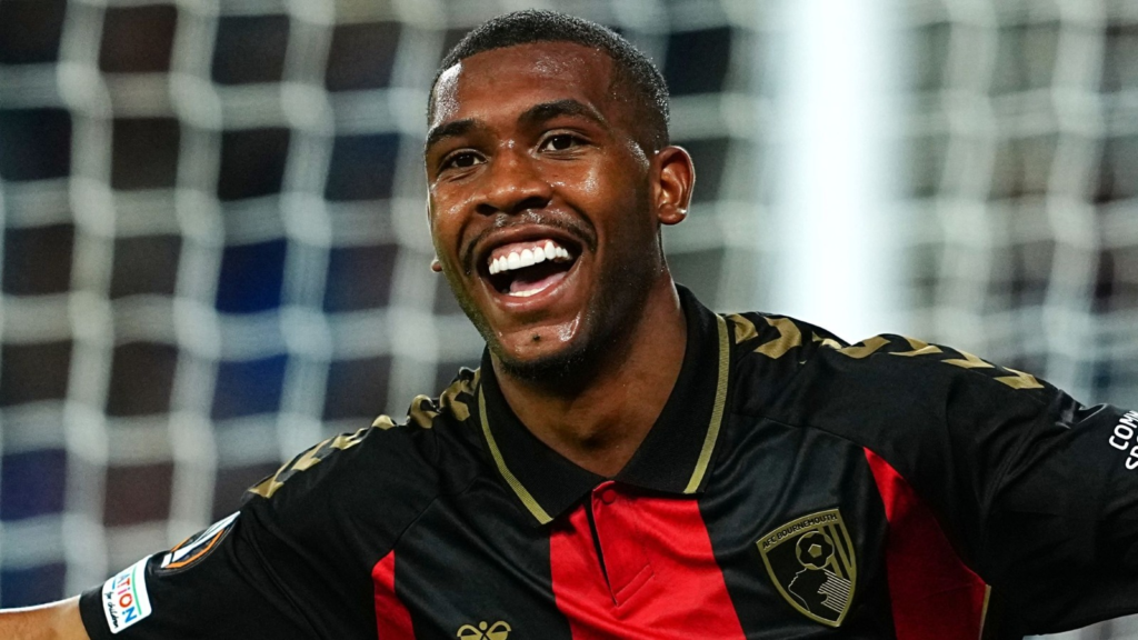Bournemouth player Rayan celebrating after scoring his side's second goal against Real Sociedad.