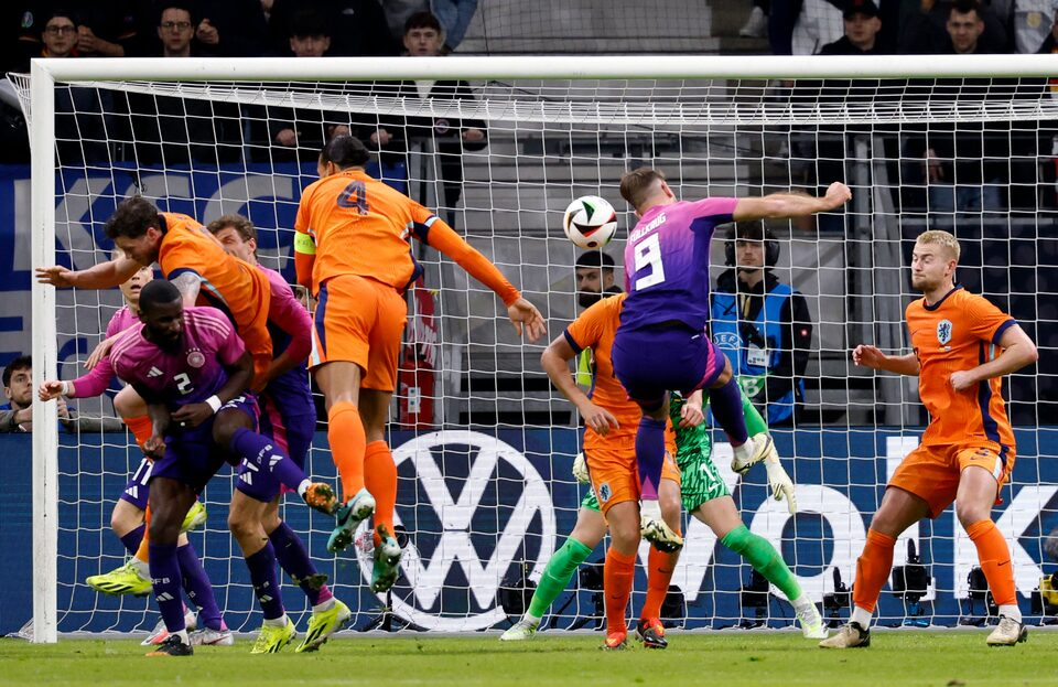 Archive photo from March 2024: Germany player Niclas Füllkrug scoring his side's second goal against the Netherlands at Deutsche Bank Park, Frankfurt.