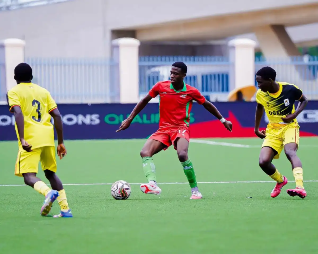 Burundi player Roy Amissi pictured in the middle of the frame.