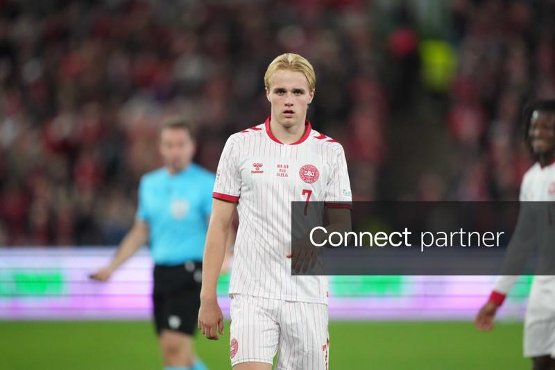 Denmark player Victor Frøholdt pictured during the UEFA Nations League match against Norway