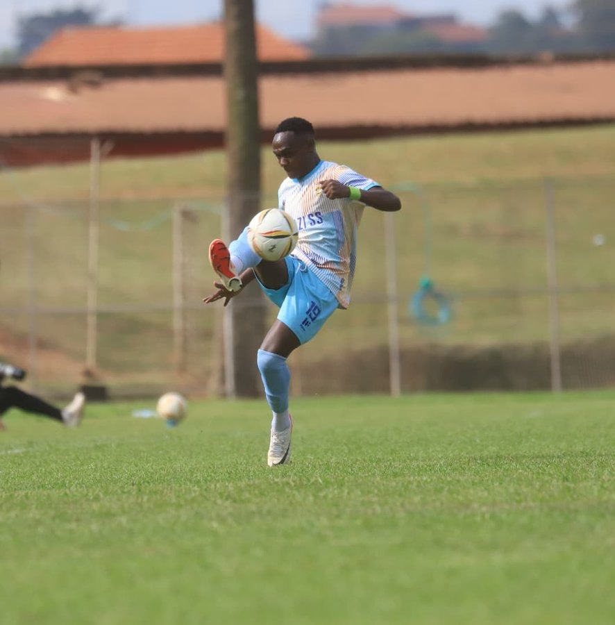Frank Mulimi shoots powerfully towards goal against Maroons FC.