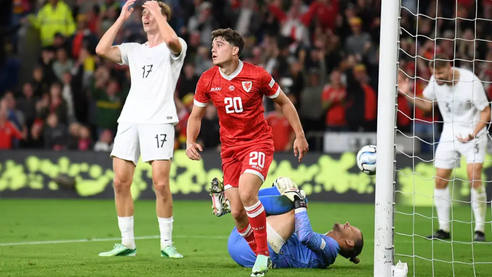 Wales forward Dan James after scoring his 11th international goal.