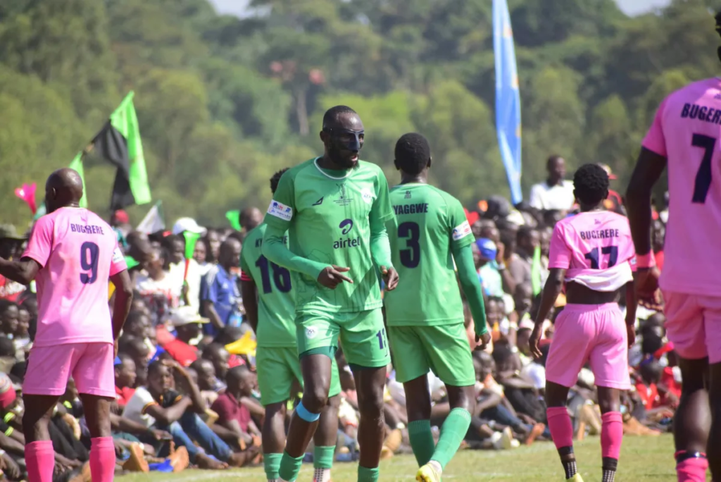 Players from Kyaggwe and Bugerere in action during the return leg of their Masaza Cup semi-final