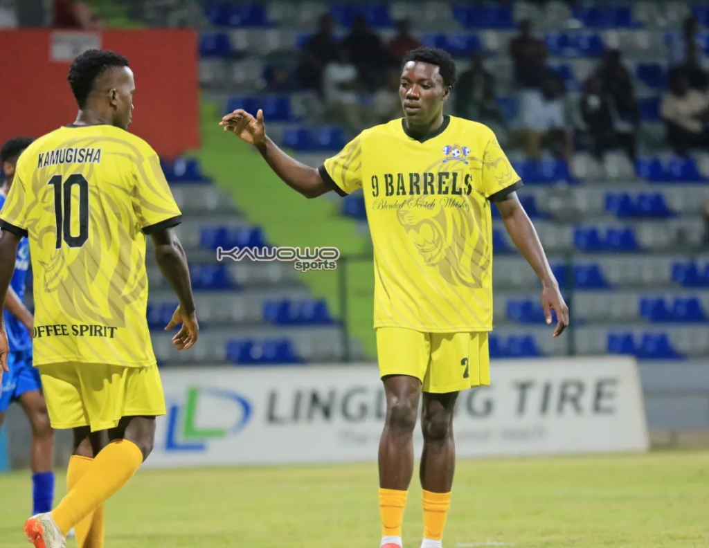 Mbarara City players Clinton Davico Kamugisha and Karim Ramathan pictured together.