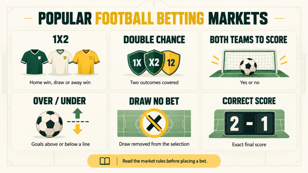 Guide comparing 1X2, double chance and four markets.