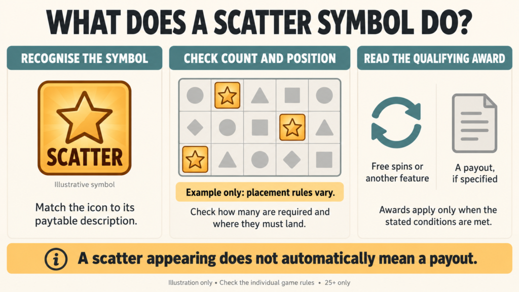 Illustration explains scatter recognition, qualifying positions and conditional awards.